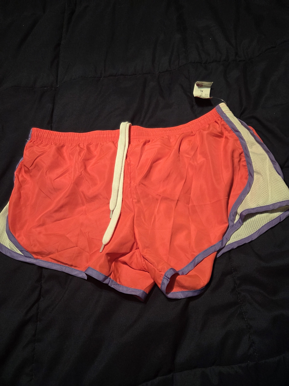 Rue21 Coral Athletic Shorts with Purple Trim and White Drawstring